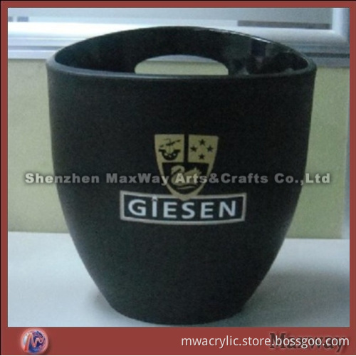Elegant black oval lucite ice bucket/pail with logo